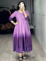 Lovely Purple Cotton Chikankari Festival Wear Gown