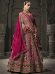 Lovely Rani Pink Codding Velvet Bridal Lehenga Choli With Double Dupatta - Ethnic Plus In