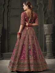 Lovely Rani Pink Codding Velvet Bridal Lehenga Choli With Double Dupatta - Ethnic Plus In