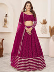 Lovely Rani Pink Color Sequins Georgette Function Wear Lehenga Choli - Ethnic Plus In