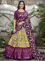 Lovely Yellow Printed Silk Navratri Wear Lehenga Choli With Dupatta