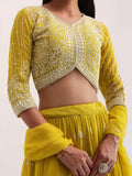 Lovely Yellow Thread Embroidered Georgette Haldi Wear Lehenga Choli - Ethnic Plus In
