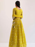 Lovely Yellow Thread Embroidered Georgette Haldi Wear Lehenga Choli - Ethnic Plus In