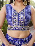 Luxurious Blue Embroidered Zari Silk Lehenga Choli With Dupatta - Ethnic Plus In