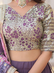 Lovely Purple Georgette Function Wear Lehenga Choli With Dupatta