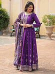 Attractive Purple Sequins Chinon Function Wear Gown With Dupatta