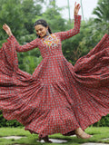 Endearing Maroon Color Printed Cotton Navratri Wear Gown