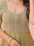 Precious Pista Green Bead Work Organza Festive Wear Gown