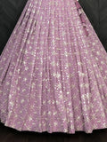 Charming Lavender Sequins Georgette Indo-Western Crop Top Lehenga
