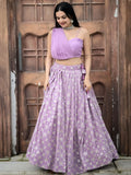Charming Lavender Sequins Georgette Indo-Western Crop Top Lehenga