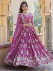 Gorgeous Purple Sequins Georgette Bridesmaid Lehenga Choli