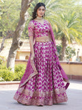 Fabulous Rani Pink Embroidered Jacquard Wedding Wear Lehenga Choli
