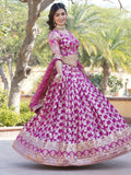 Fabulous Rani Pink Embroidered Jacquard Wedding Wear Lehenga Choli