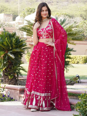 Wonderful Rani Pink Sequins Georgette Function Wear Lehenga Choli
