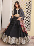 Captivating Black Jacquard Lehenga Choli With Gaji Silk Dupatta