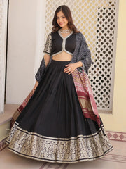 Captivating Black Jacquard Lehenga Choli With Gaji Silk Dupatta