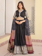 Captivating Black Jacquard Lehenga Choli With Gaji Silk Dupatta
