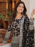 Glamorous Black Sequins Jacquard Reception Wear Sharara Suit