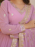 Pretty Light Purple Sequins Georgette Function Wear Gown With Dupatta