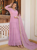 Pretty Light Purple Sequins Georgette Function Wear Gown With Dupatta