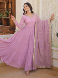 Pretty Light Purple Sequins Georgette Function Wear Gown With Dupatta