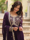 Enchanting Purple Zari Embroidered Georgette Wedding Anarkali Gown