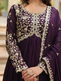Enchanting Purple Zari Embroidered Georgette Wedding Anarkali Gown