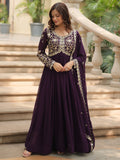 Enchanting Purple Zari Embroidered Georgette Wedding Anarkali Gown