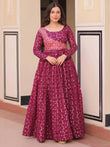 Lovely Wine Zari Weaving Cotton Traditional Gown