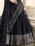 Magnetic Black Zari Weaving Chanderi Silk Lehenga Choli With Dupatta - Ethnic Plus In