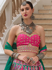 Magnetic Green Weaving Silk Wedding Wear Lehenga Choli With Dupatta - Ethnic Plus In