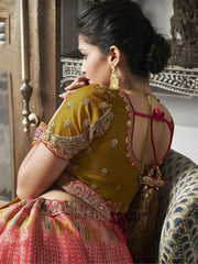 Magnetic Mustard Embroidered Silk Wedding Lehenga Choli With Dupatta - Ethnic Plus In