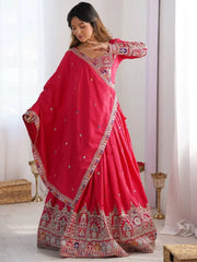 Magnetic Red Coding Work Crepe Silk Designer Lehenga Choli - Ethnic Plus In