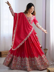 Magnetic Red Coding Work Crepe Silk Designer Lehenga Choli - Ethnic Plus In