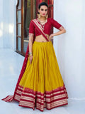 Magnetic Yellow Zari Weaving Chanderi Silk Haldi Wear Lehenga Choli - Ethnic Plus In