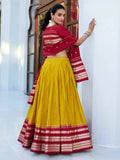 Magnetic Yellow Zari Weaving Chanderi Silk Haldi Wear Lehenga Choli - Ethnic Plus In