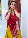 Magnetic Yellow Zari Weaving Chanderi Silk Haldi Wear Lehenga Choli - Ethnic Plus In