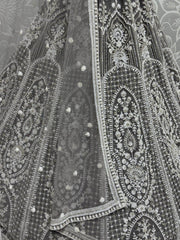 Magnificent Grey Pearl Work Net Engagement Wear Lehenga Choli - Ethnic Plus In