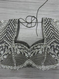Magnificent Grey Pearl Work Net Engagement Wear Lehenga Choli - Ethnic Plus In