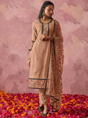 Majestic Beige Thread Embroidered Festive Wear Pant Suit - Ethnic Plus In