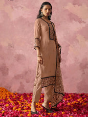 Majestic Beige Thread Embroidered Festive Wear Pant Suit - Ethnic Plus In