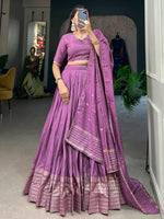 Majestic Lavender Zari Weaving Chanderi Silk Traditional Lehenga Choli