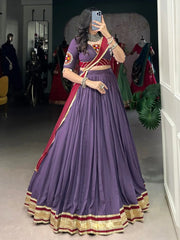 Majestic Mauve Pure Rayon Sequins Navratri Lehenga Choli - Ethnic Plus In