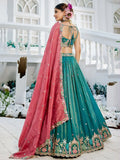 Majestic Sea Green Thread Embroidered Designer Lehenga Choli - Ethnic Plus In