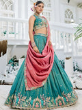 Majestic Sea Green Thread Embroidered Designer Lehenga Choli - Ethnic Plus In