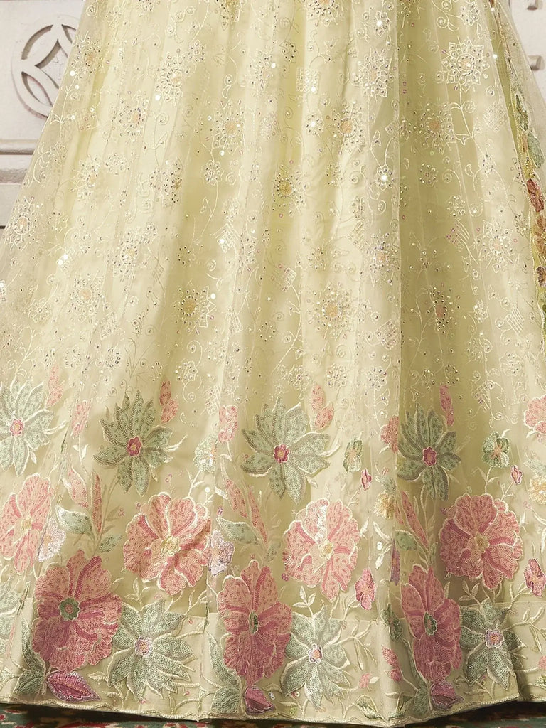 Majestic Yellow Color Sequins Work Net Event Wear Lehenga Choli - Ethnic Plus In