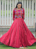 Enchanting Maroon Silk Gamthi Work Lehenga Choli With Jacket