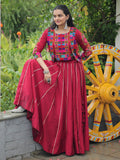 Enchanting Maroon Silk Gamthi Work Lehenga Choli With Jacket