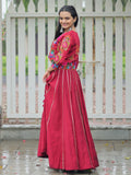 Enchanting Maroon Silk Gamthi Work Lehenga Choli With Jacket