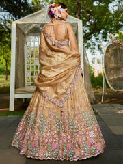 Marvelous Beige Sequins Embroidered Bridesmaids Lehenga Choli - Ethnic Plus In